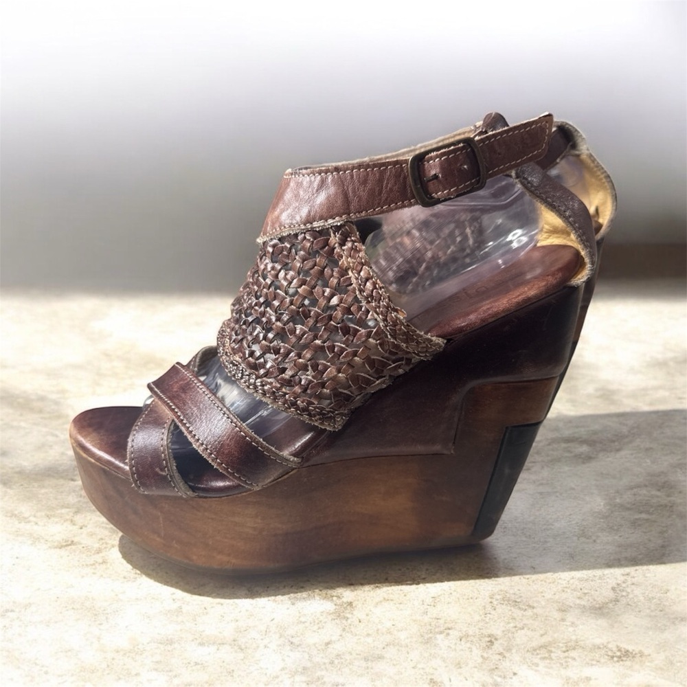 Bed Stu Leather Brown Wedge Sandals Totally Cool size 10 - Picture 3 of 9